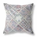 Palacedesigns 16 in. Patch Indoor & Outdoor Throw Pillow Grey Pink & White PA3099190
